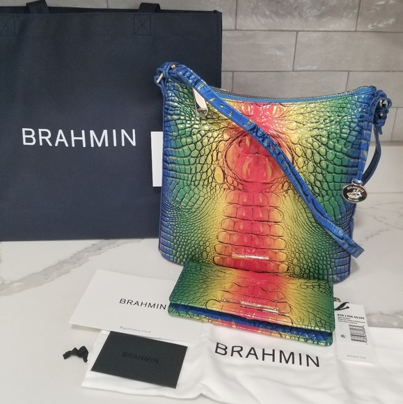 NWT BRAHMIN KATIE POPSICLE OMBRE MELBOURNE CROSSBODY & ADY WALLET - Picture 15 of 16